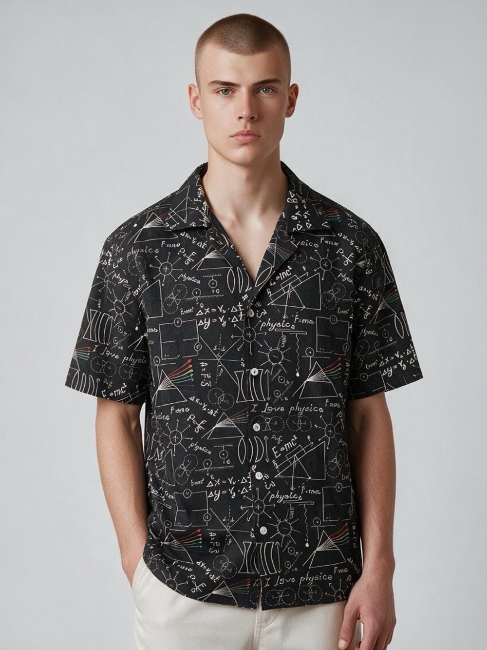 Men’s Geeksoutfit Shirt Small Black Physics Equations Science Print Cotton